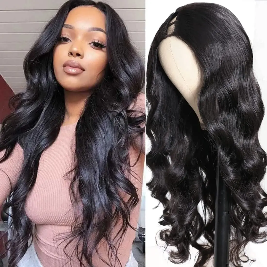 V Part Wig Human Hair Body Wave Brazilian Virgin Glueless V Part Wigs Human Hair V Shape Wigs Upgrade U Part Wigs Body Wave Wigs