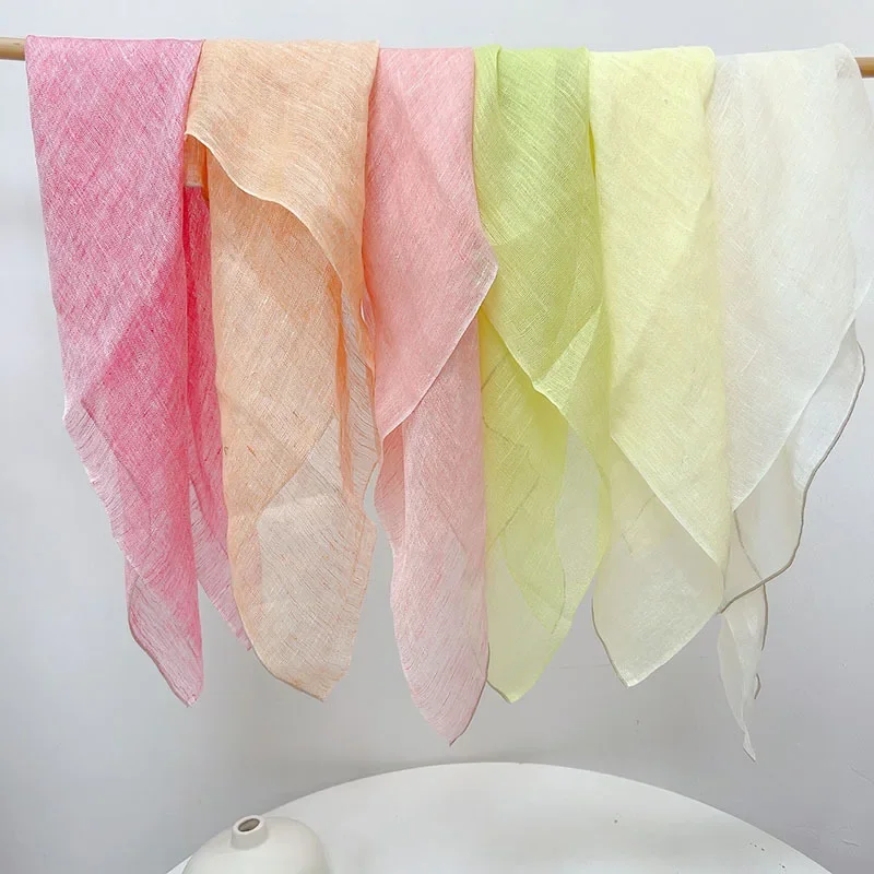 

Versatile Solid Color Linen Small Square Scarf Thin Breathable Women's Summer Neck Protection Headscarf Accessories New Products