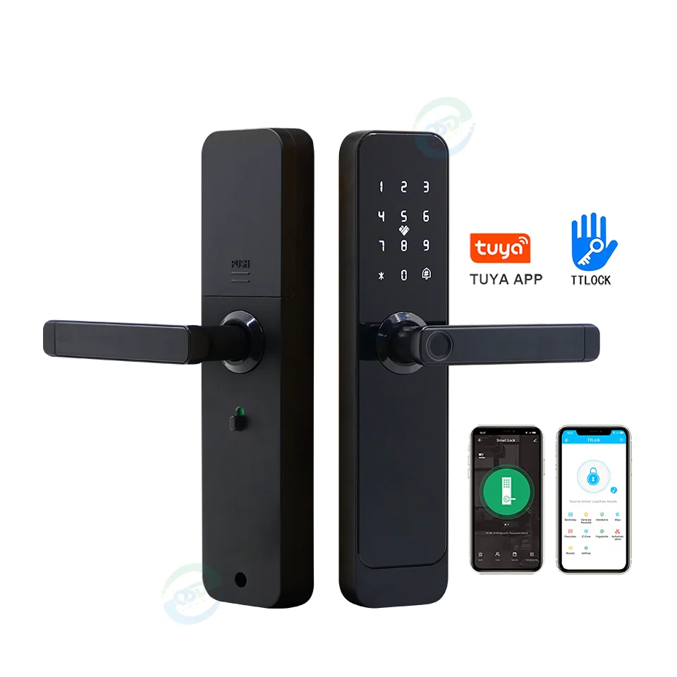 New TTLock App Fingerprint Digital Smart Door Lock Cerradura Inteligente Tuya Handle Smart Lock for Hotel Home Project