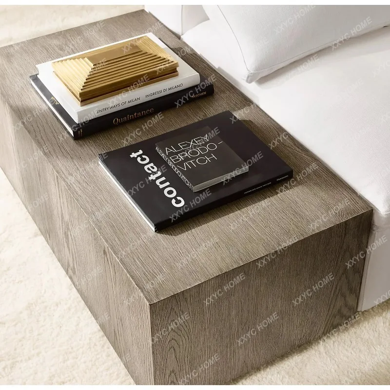 XX Style Retro Long Solid Wood Small Coffee Table Living Room Home Side Table B&B Simple Creative Square Stool