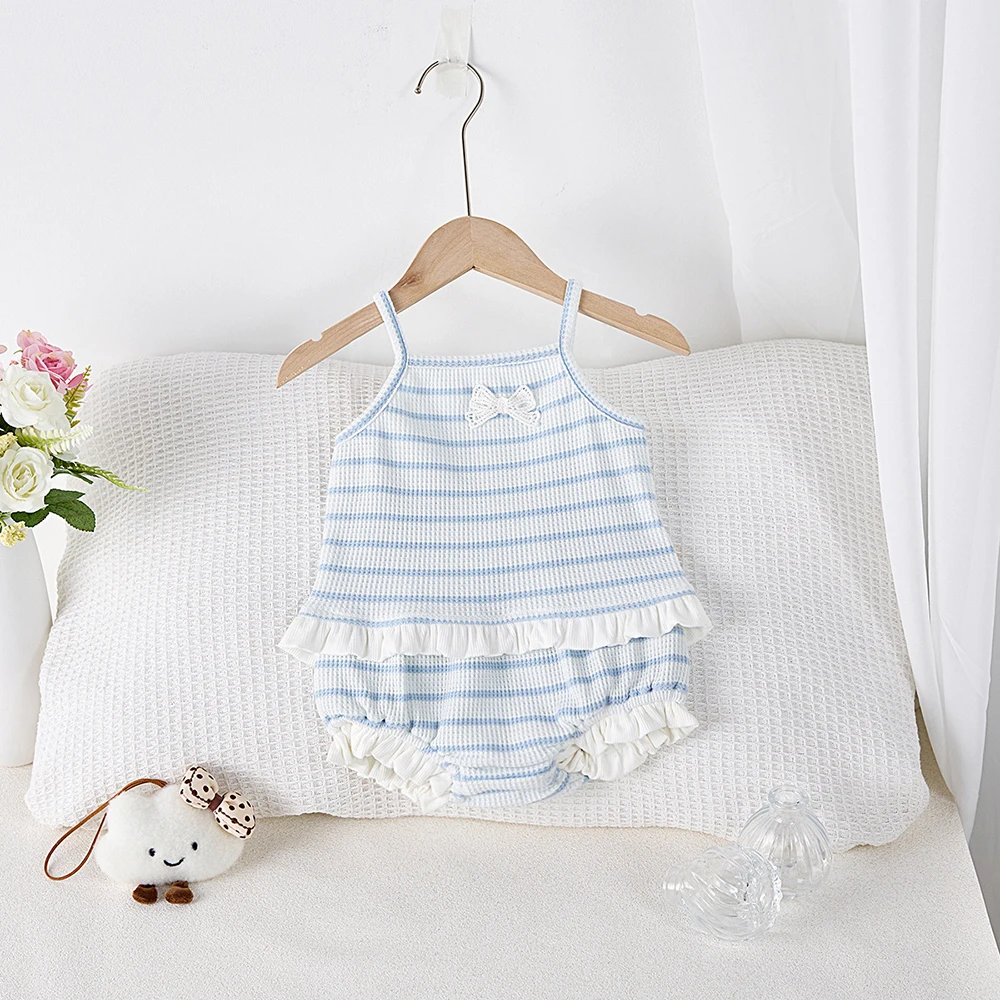 Baby Girl's Summer Camisole and Bloomer Sets 0-3Y Stylish Striped Vest and Shorts Infant 2Pcs Suit Cute Baby Kid's Clothing