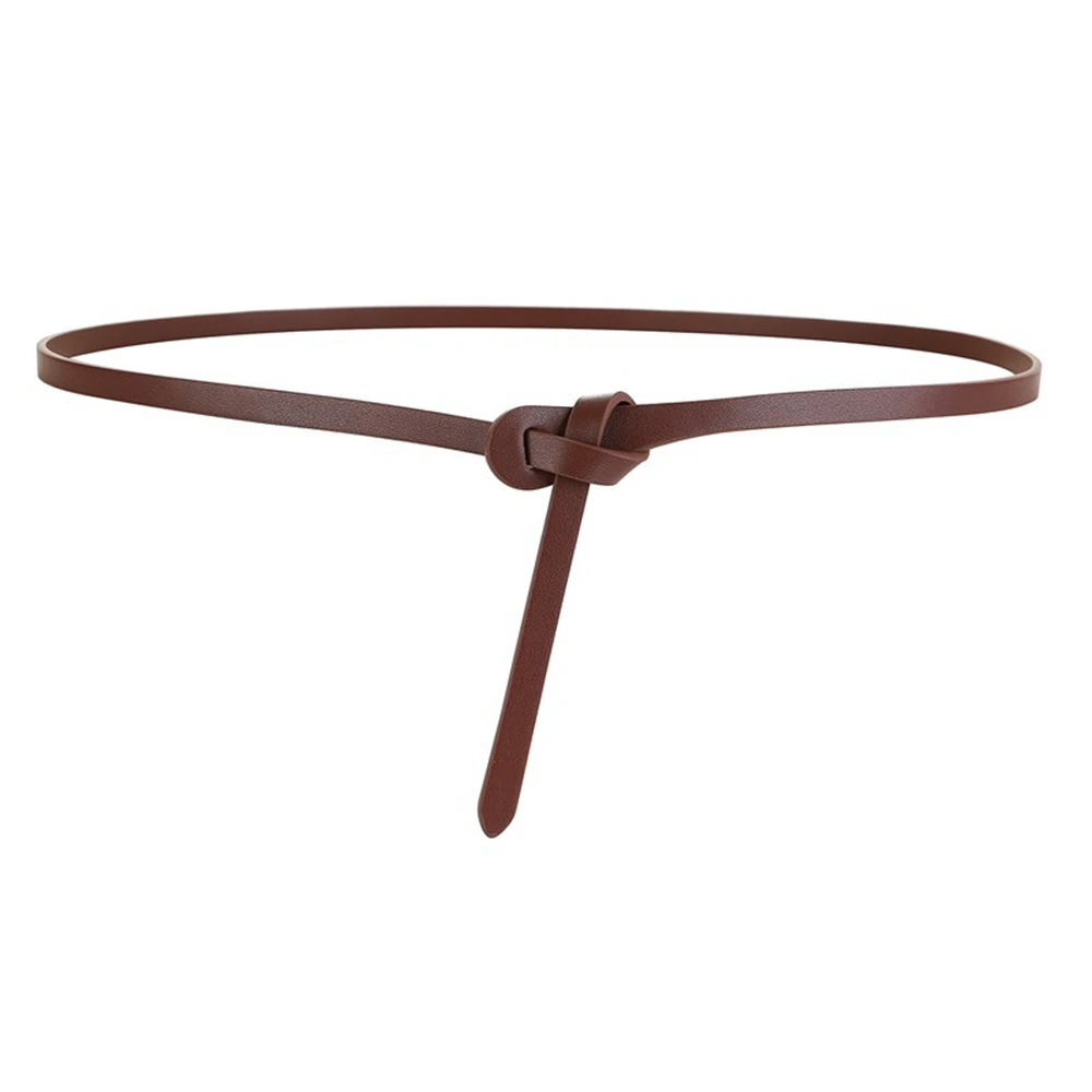 RAINIE SEAN Knot Women Belt Cowskin Leather Thin Ladies Belt for Dress Quality Second Layer Cow Skin Strap Female Waist Belt