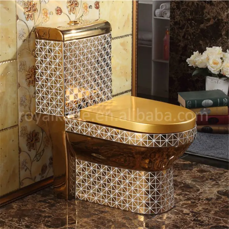 

Chinese Sanitary Ware Complete Ceramic Hotel Luxury Toilet Diamond Golden Toilet