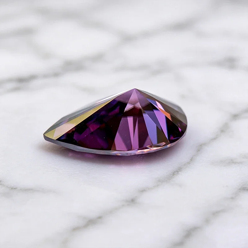 Moissanite Stone Pear Cut Emperor Purple Charms Gemstone for DIY Jewelry Making Materials Pass Diamond Tester with Certificate