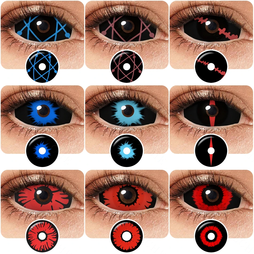 PSEYECHE Kontaktlinsen, Halloween, Vampir, 1 Paar rote Linsen, 22 mm, bunt, für Cosplay, Anime, farbige Schüler, Mehrzweck-Farbmischung