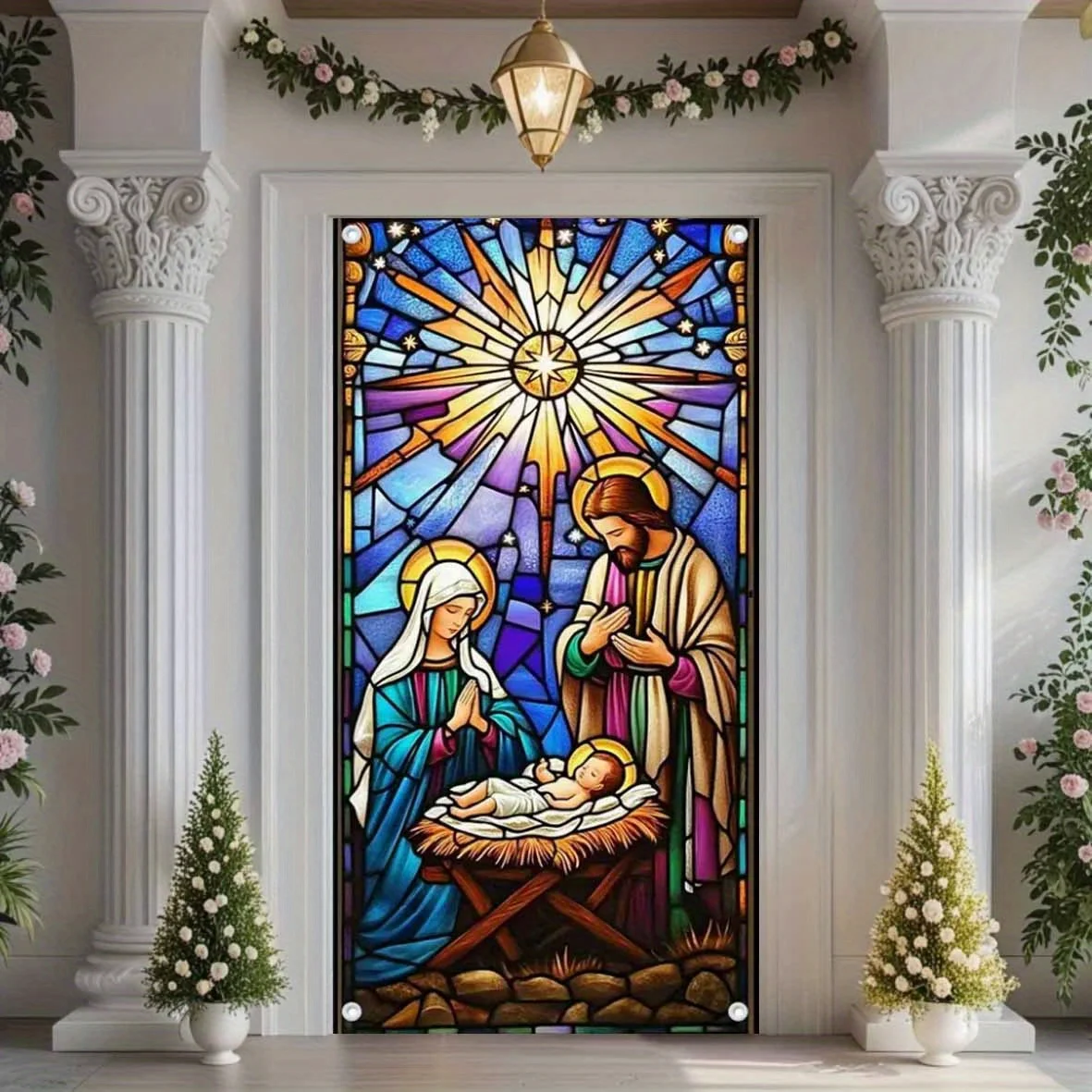 علم باب ثنائي الأبعاد، علم باب بوليمر واحد لحفلة الميلاد مع تصميم مشهد عيد الميلاد #1