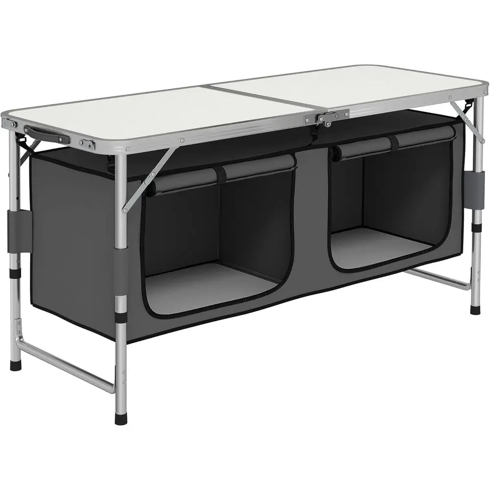 

Регулируемый по высоте походный стол с ручкой для переноски и органайзером для хранения