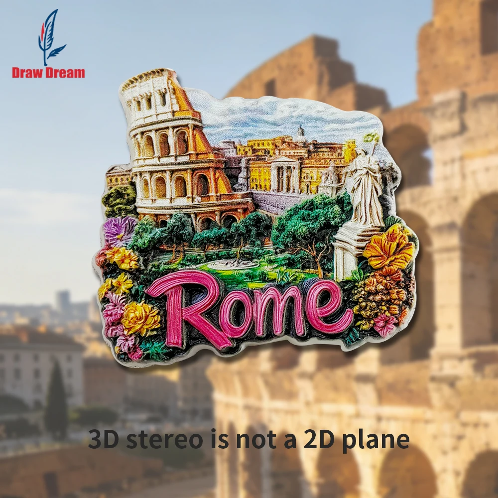1 Peça Ímã de Geladeira 3D Criativo Coliseu Romano, Coleção de Lembranças de Viagem, Ideal para Decoração de Casa e Escritório, Lembrança de Viagem Exclusiva Personalizada, Ímã Magnético para Geladeira, Decoração para
