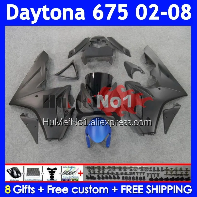 OEM Body For Triumph Daytona-675 Daytona 675 2002 2003 2004 2005 Flat blue blk 320No.53 Daytona675 02 06 07 08 Injection Fairing