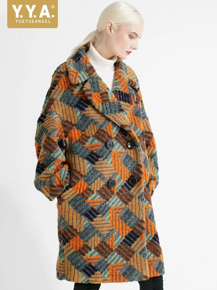 Office Ladies Retro Design Autumn Winter Woolen Coat Double Breasted Turndown Collar Loose Fit Women Harajuku Long Overcoat New