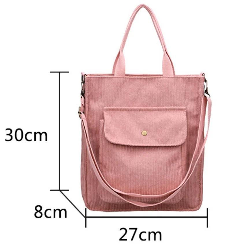 Personalized Name Large Capacity Tote Bag Corduroy Solid Color Versatile Customized Handbag Single Shoulder Bag Women\'s Bag