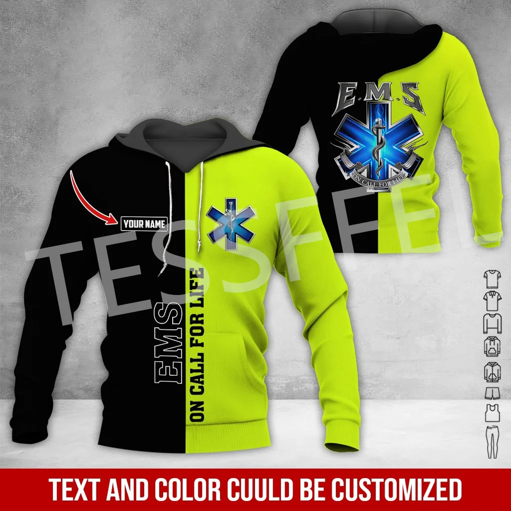 

Custom Name Cosplay EMT EMS Paramedic Tattoo Tracksuit Vintage Unisex 3DPrint Pullover Harajuku Jacket Casual Funny Hoodies N-10