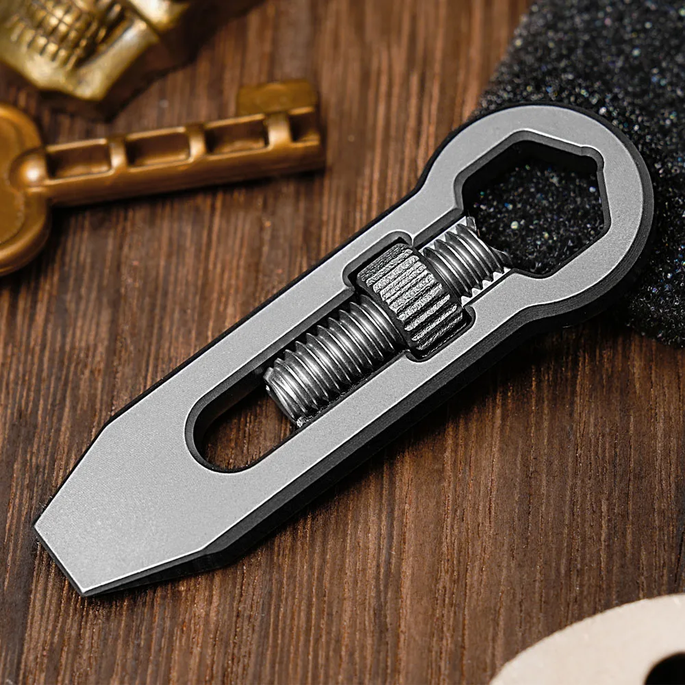 Mini Titanium Alloy Multitools Crowbar Creative Mini Multifunctional Adjustable Wrench Keychain EDC Gadget Unboxing Tool For Men