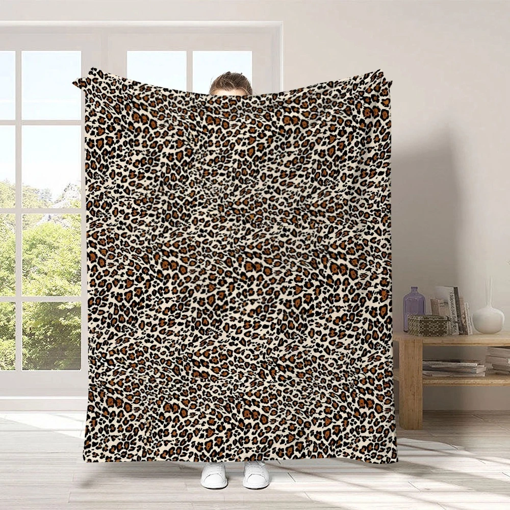 Vintage Dark Light Leopard Pattern Throw Blanket for Office Desk Nap Bedroom Use For Birthday Anniversary Holiday Meetup Gift