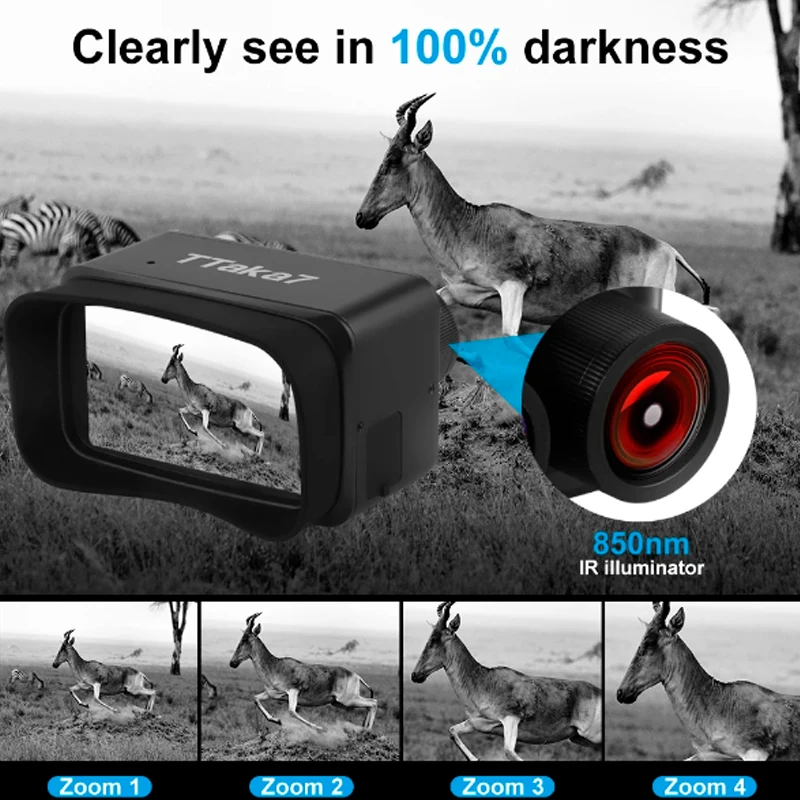 4K HD Binoculars Digital Night Vision Device 800m 5X Zoom Infrared Night Vison Telescope Waterproof Goggles For Hunting Camping