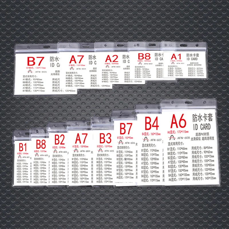 Insignias impermeables de plástico PVC transparente Vertical/horizontal, portatarjetas de identificación con cremallera, bolsillo, sello para