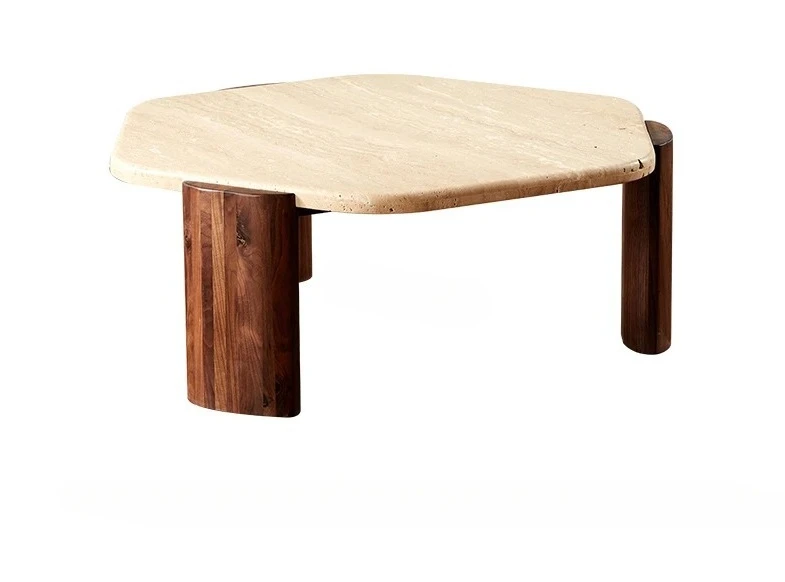 

Small Apartment Simple Solid Wood Tea Table Nordic Designer Creative Strange Shape Cave Stone Tea Table Living Room Furniture