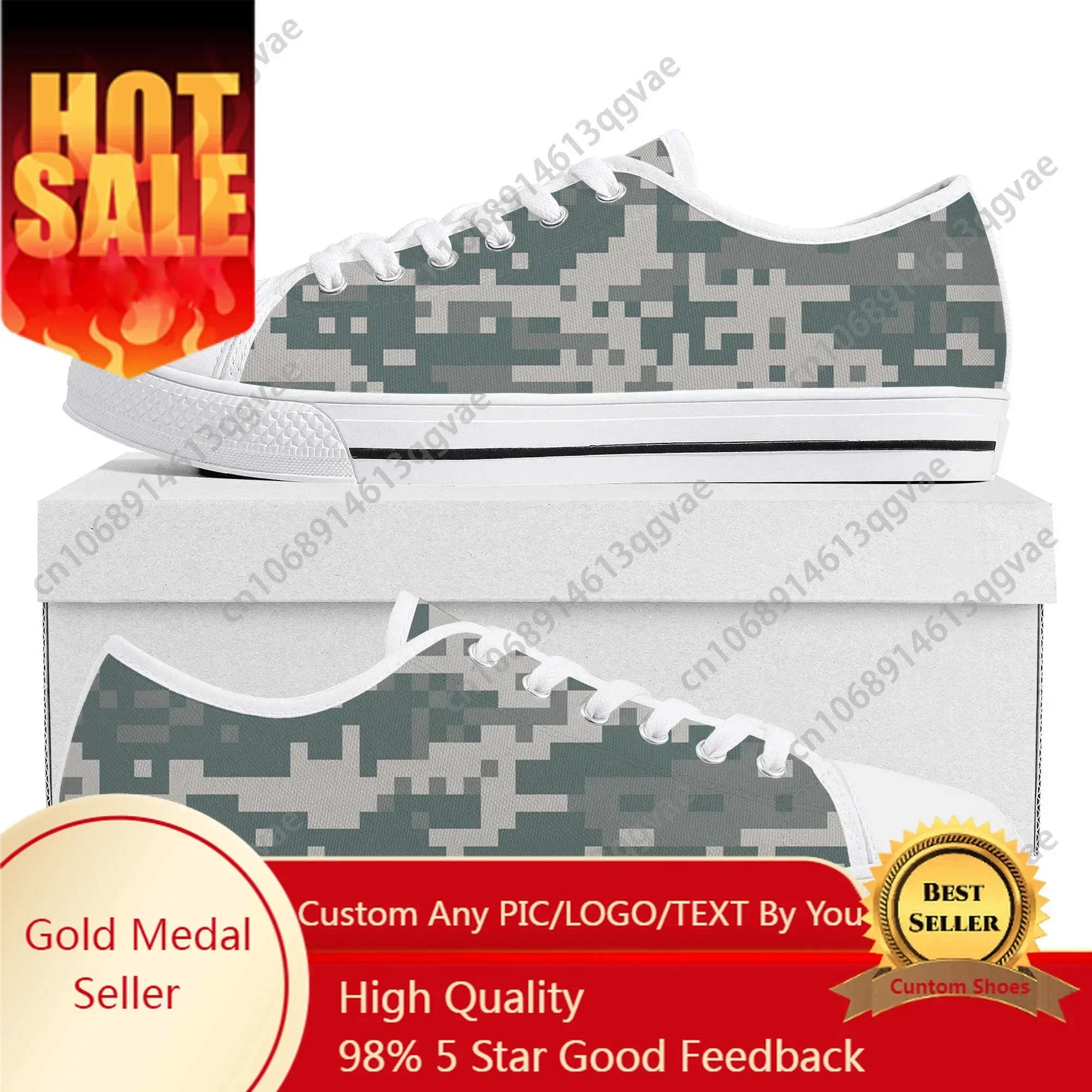 Zapatillas de lona de alta calidad con diseño de camuflaje, de caña baja, para hombre, mujer y adolescentes. Zapatillas de camuflaje estilo militar, informales, para parejas. Zapatillas personalizadas.