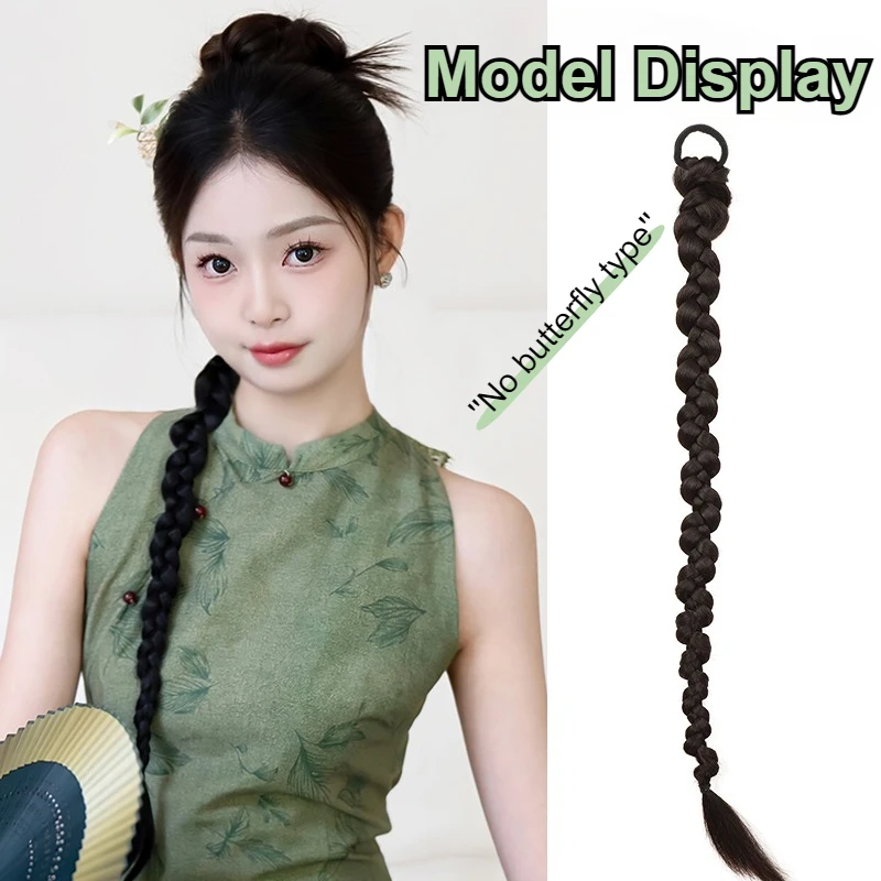 1 個ロング編組ポニーテールヘアエクステンション 70 センチメートル合成編組ウィッグヘアピースボクシングツイスト三つ編み女性のための DIY 日常着