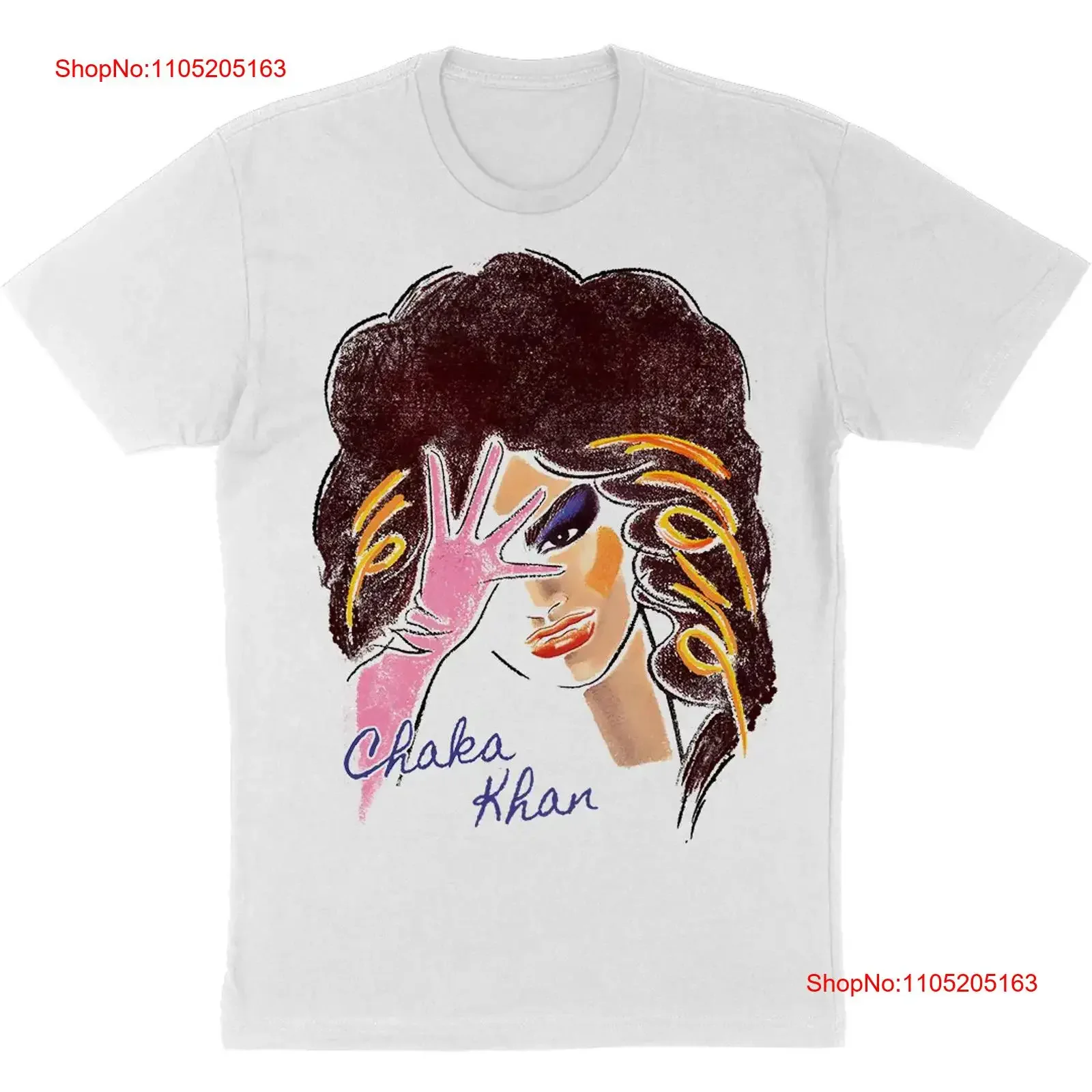 New Chaka Khan Illustration T Shirt in White Size S 5XL EN407 vintage Washed homme Slightly Soft Breathable Versatile Stretched