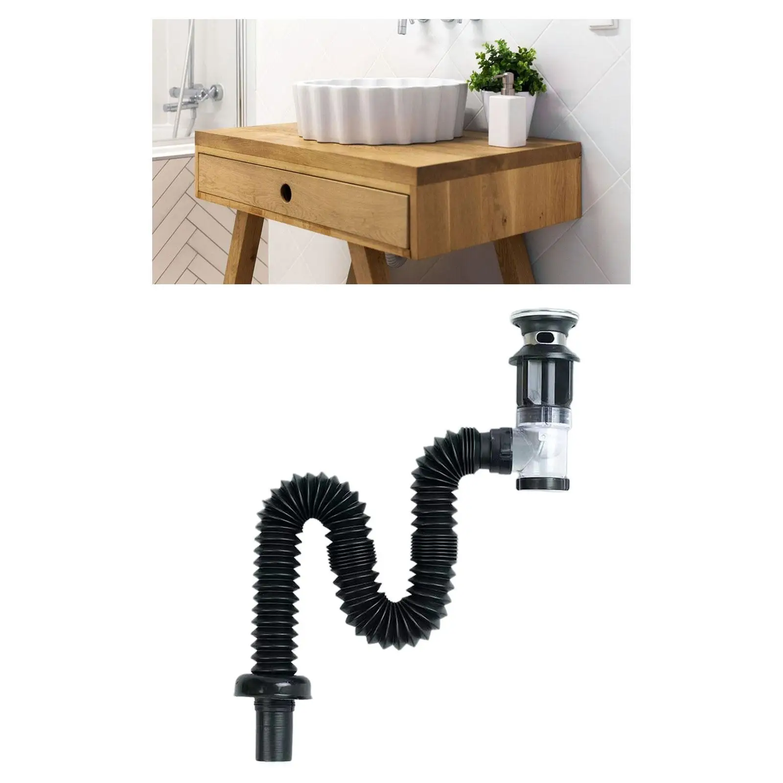 

Bathroom Sink Drain Kit Flexible Expandable Repair Parts Easy to Install Drainage Pipe for Hotel Restroom Kitchen RV Sink Basin