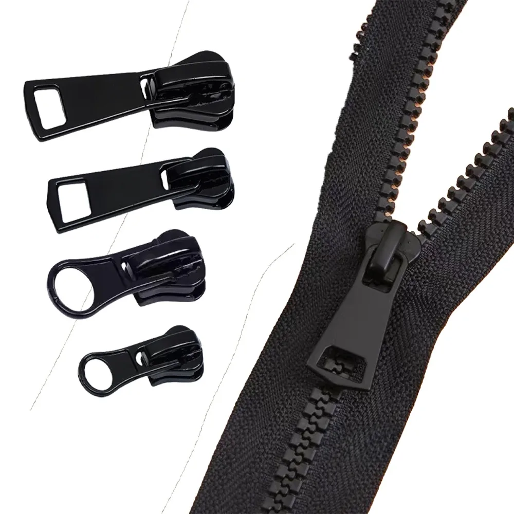 

10pcs 3 5 8 Zipper Puller Head Black Resin Zipper Slider Sewing Accessories Handmade Clothing Bag Zips for Replacement Parts