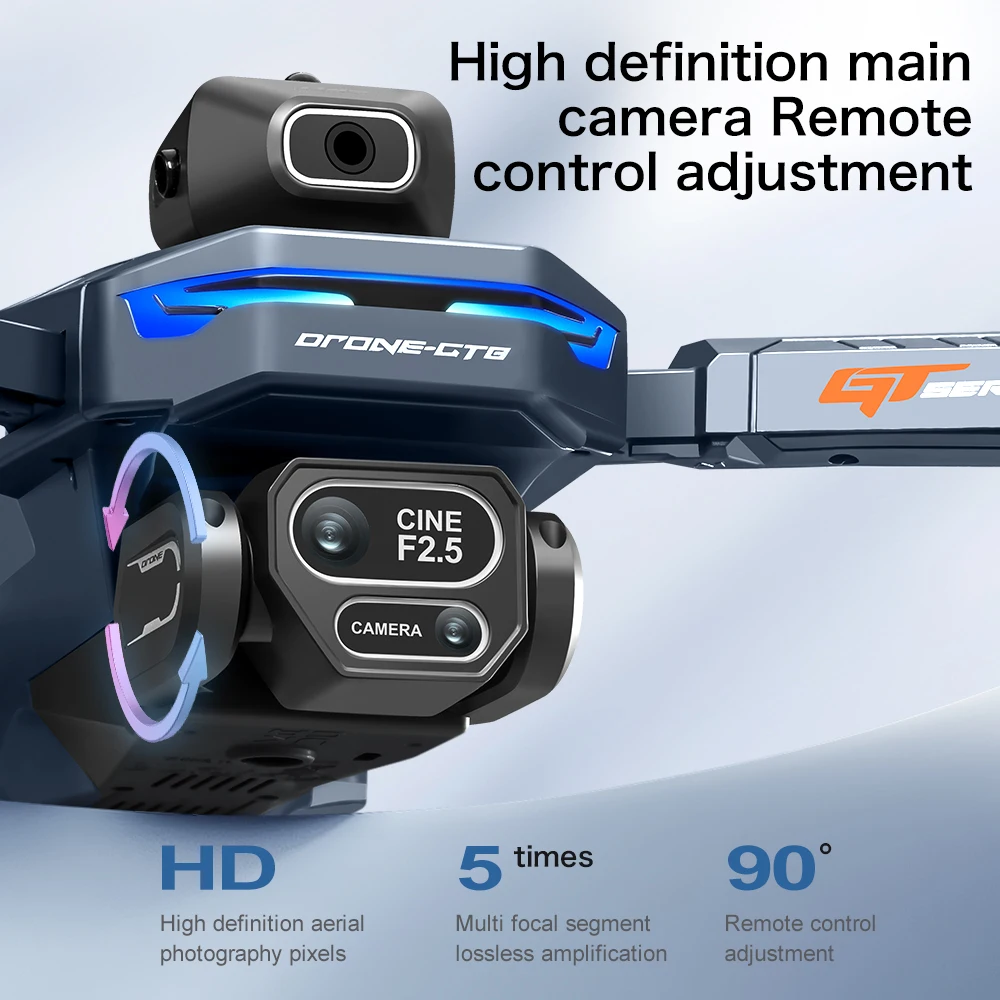 GT8 Drone GPS 8K Profissional HD 360 °   Câmeras duplas 5G WIFI motores sem escova para evitar obstáculos dobrável FPV Quadcopter brinquedo presentes