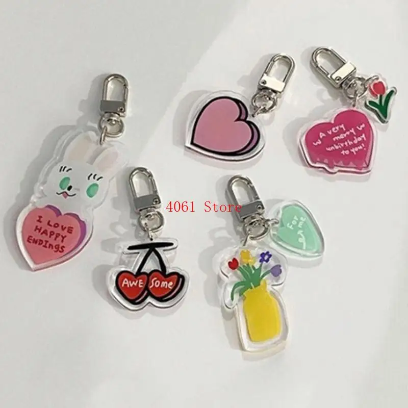 

Keychain Flower Heart Cherry for Key Rings Chain Bag Jewelry Pendant