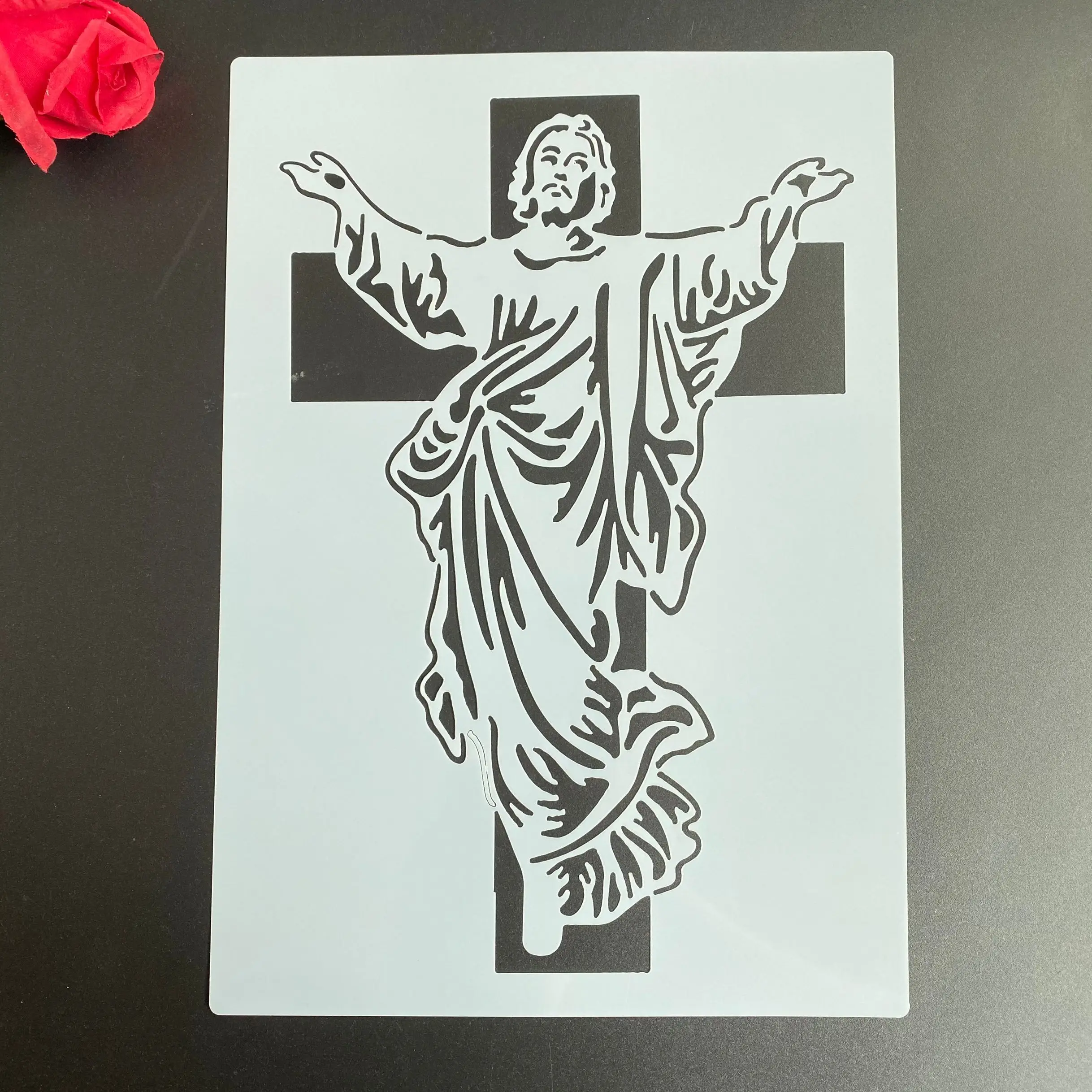 A4 29 *21cm DIY Stencils wall  Painting Scrapbook Coloring Embossing Album Decorative Paper Card Template  Jesus Christ