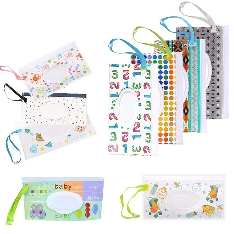 EVA Baby Wet Wipe Pouch Bags Wipes Holder Case Flip Cover Snap-Strap riutilizzabile riutilizzabile Wet Wipe Bag Outdoor utile scatola di fazzoletti