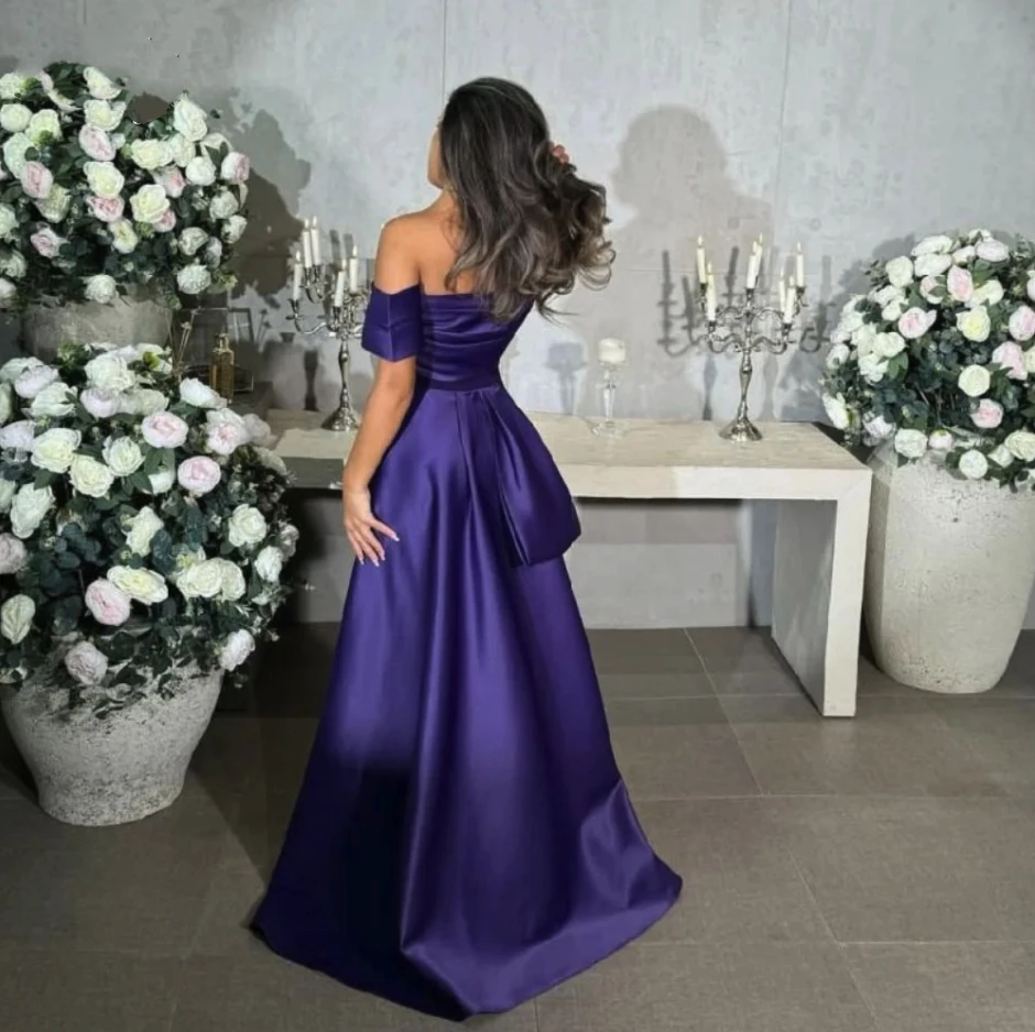 فستان سهرة بمقاسات مخصصة فستان حفلات أرجواني 2025 للنساء فساتين رسمية فستان سهرة على شكل بوق قبالة الكتف مخصص #2