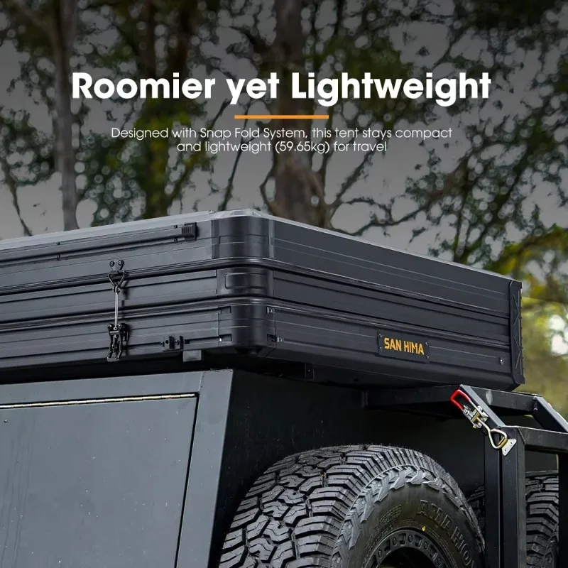 YTYIN Aluminum Hard Shell Car Rooftop Tents With Led Strip Light Quick Setup Waterproof Hardtop Roof Top Tent For 4x4 Camping