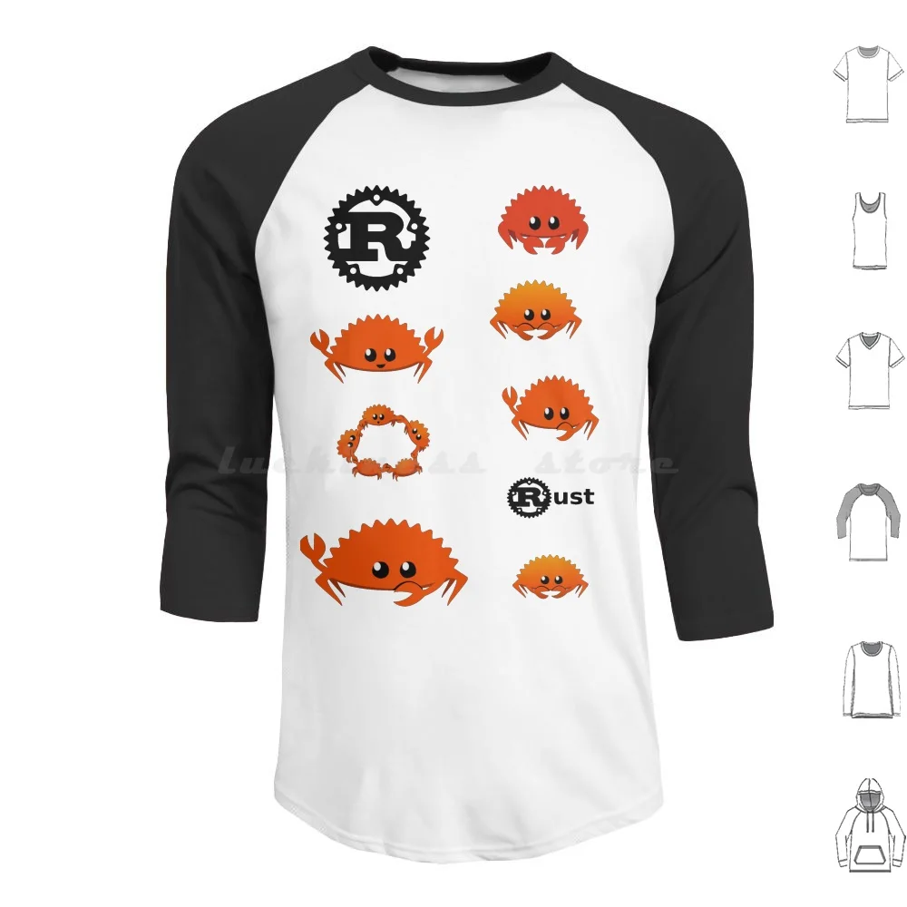 Rust Sticker Variety Pack With Ferris Hoodies Long Sleeve Rust Rust Lang Programming Software Coding Web Logo