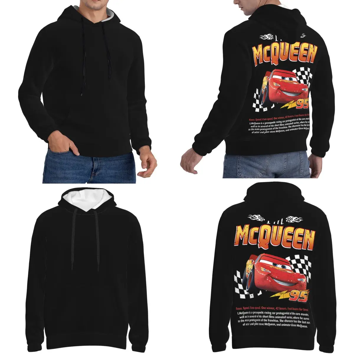 Bluzy z długim rękawem Unisex I\'m Mcqueen Lightning Car and Sally z kieszenią Luźne bluzy z kapturem