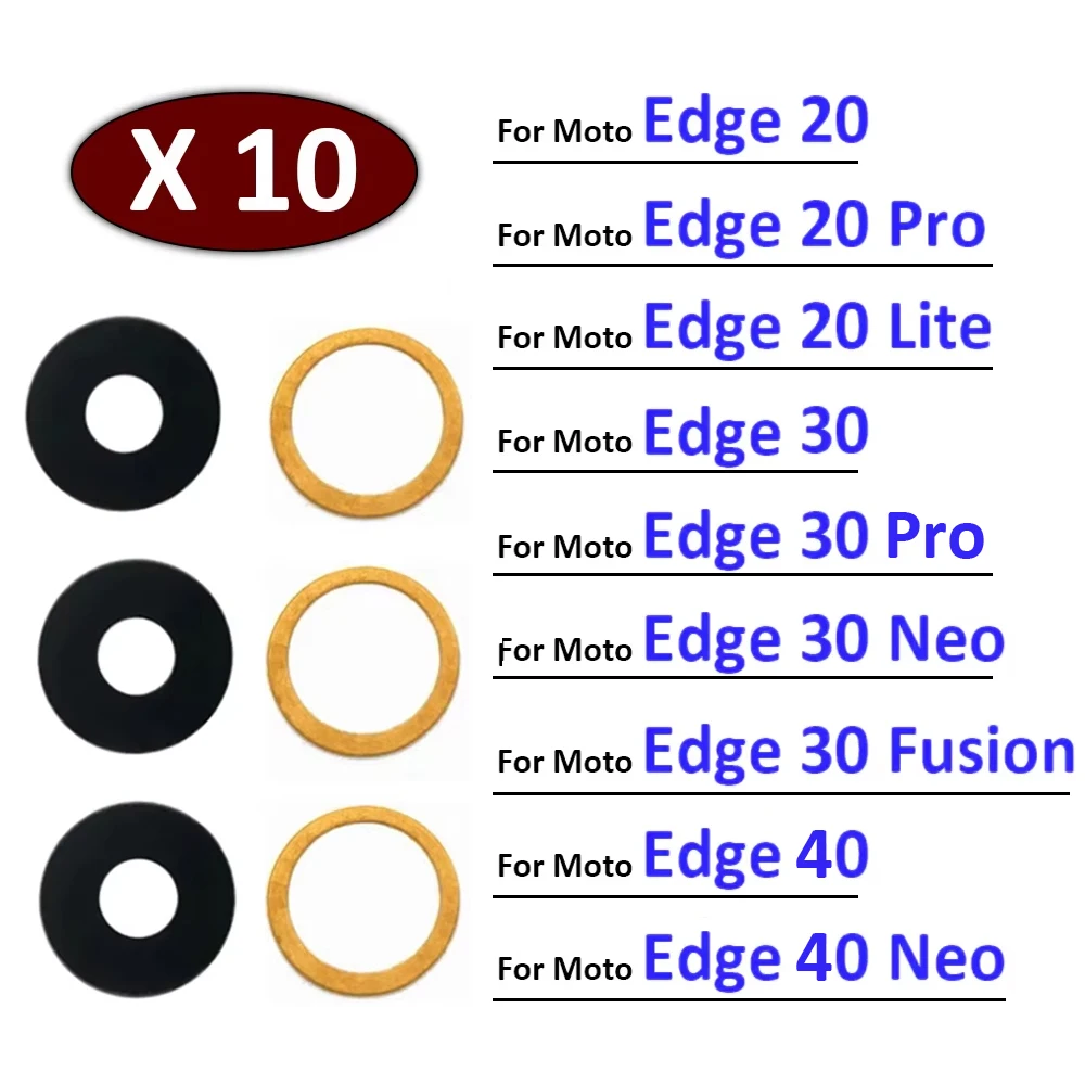 

10 шт., стекло для камеры Motorola Moto Edge 20 30 40 Pro Lite Neo Fusion, стеклянная линза для задней камеры с клеем