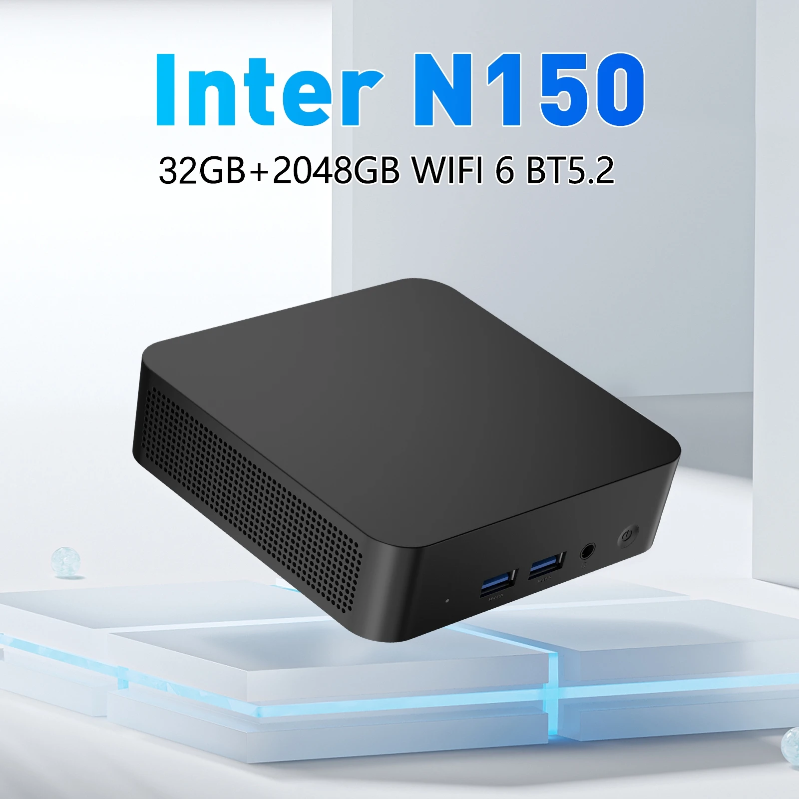 Mini PC Windows 11 Pro, processeur Intel Twin Lake N150, 16 Go/32 Go de RAM, SSD 512 Go/1 To, Wi-Fi 6, Bluetooth 5.2, HDMI HD 4K, ordinateur de jeu