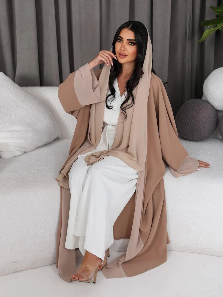 Eid One Piece Abaya Dress for Women Muslim Canftan Abayas Solid Robe Femme Musulman Cardigan Dresses Ramadan Vestidos Largos