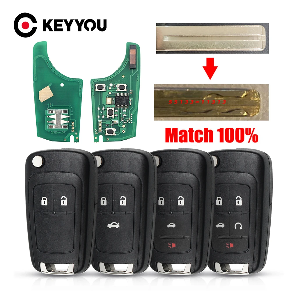 KEYYOU With Cutting Service 315/433MHz Car Key ID46 Chip For Chevrolet Cruze Sonic Malibu Impala Equinox Camaro For Opel