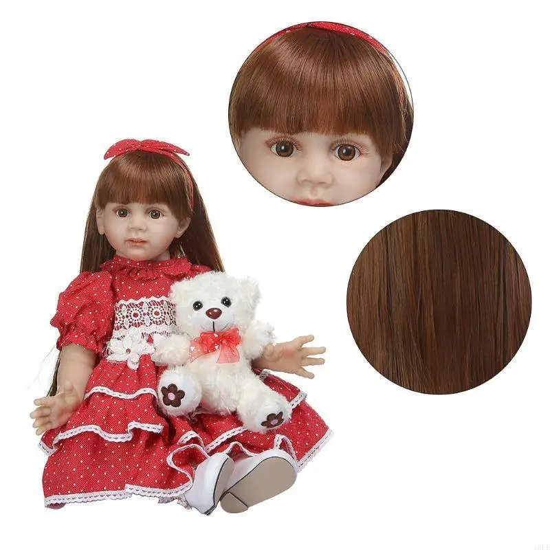 

16FE 24in Realistic for Doll Soft Silicone Vinyl Newborn Babies Girl Bear Life