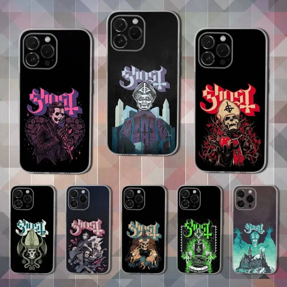

Rock G-Ghost S-Skeleta Band Phone Case For iPhone 16,15,14,13,12,11 Pro,Max,Plus,X,XS,XR,SE,Mini Transparent Soft Cover