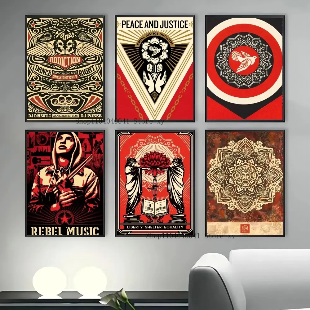 1PC Vintage Abstract Shepard Fairey Street Art Poster Paper Print Home Living Room Bedroom Entrance Bar Restaurant Cafe Art