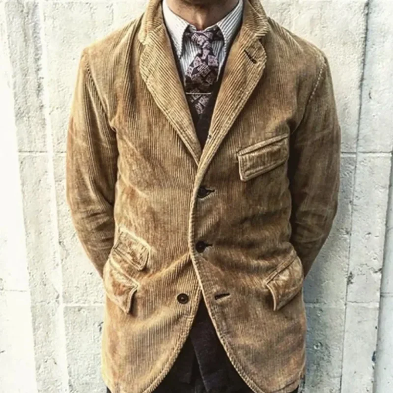 New Men's Casual Fashion Solid Color Open-lined Jacket Men