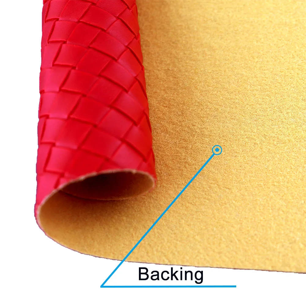 30x134cm Roll Big Weave Square Embossed Cross Faux PU Sythetic Red Pink Leather Fabric For Handbags DIY Home Decorative BH449