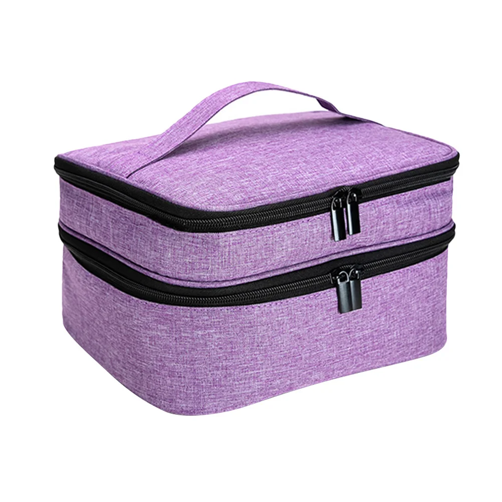 Sac de rangement de vernis à ongles Double couche, pochette de rangement d'huile essentielle Portable de grande capacité pour cosmétiques et outils de maquillage voyage