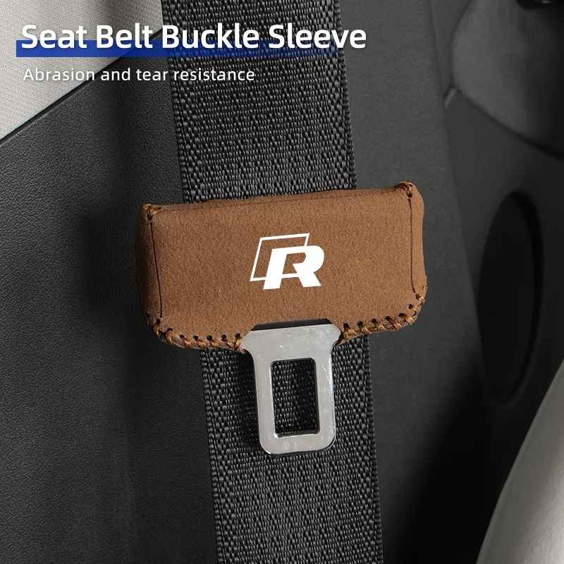 

Car Suede Safety Belt Buckle Protector Cover Interior Accessories For VW R Scirocco Jetta Beetle Golf Passat Polo Tiguan Sharan
