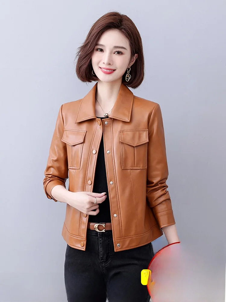   Ning 本革ジャケット レディース 2025年新作 春秋 オルトスレ 韓国版 スリム ファッショナブル レザーコート
