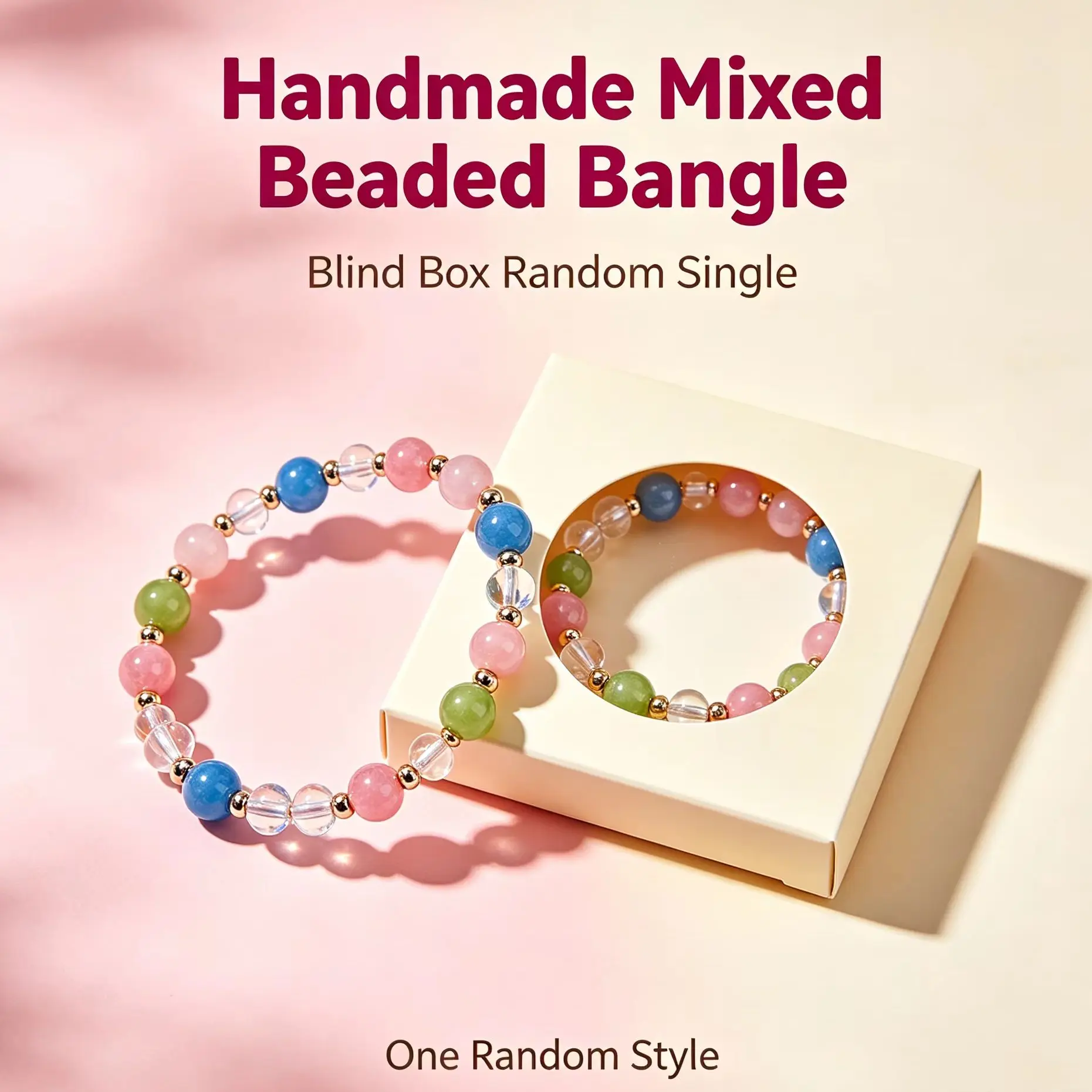Handmade Mixed Beaded Bangle Blind Box Random Single Fashion Daily Jewelry Bracelet