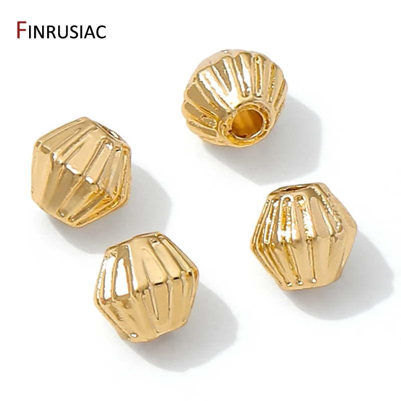 14K Gold Plated Brass Round Stripe Spacer Beads,Separator For Beads,DIY Bracelet Necklace Making Accessories,Jewelry Material image 2