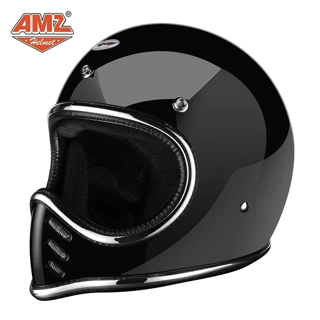 AMZ Japanese Pointed Mouth Small Helmet Personalized Helmet Retro Motorcycle Full Cover Fiberglass All Year Round Full Helmet