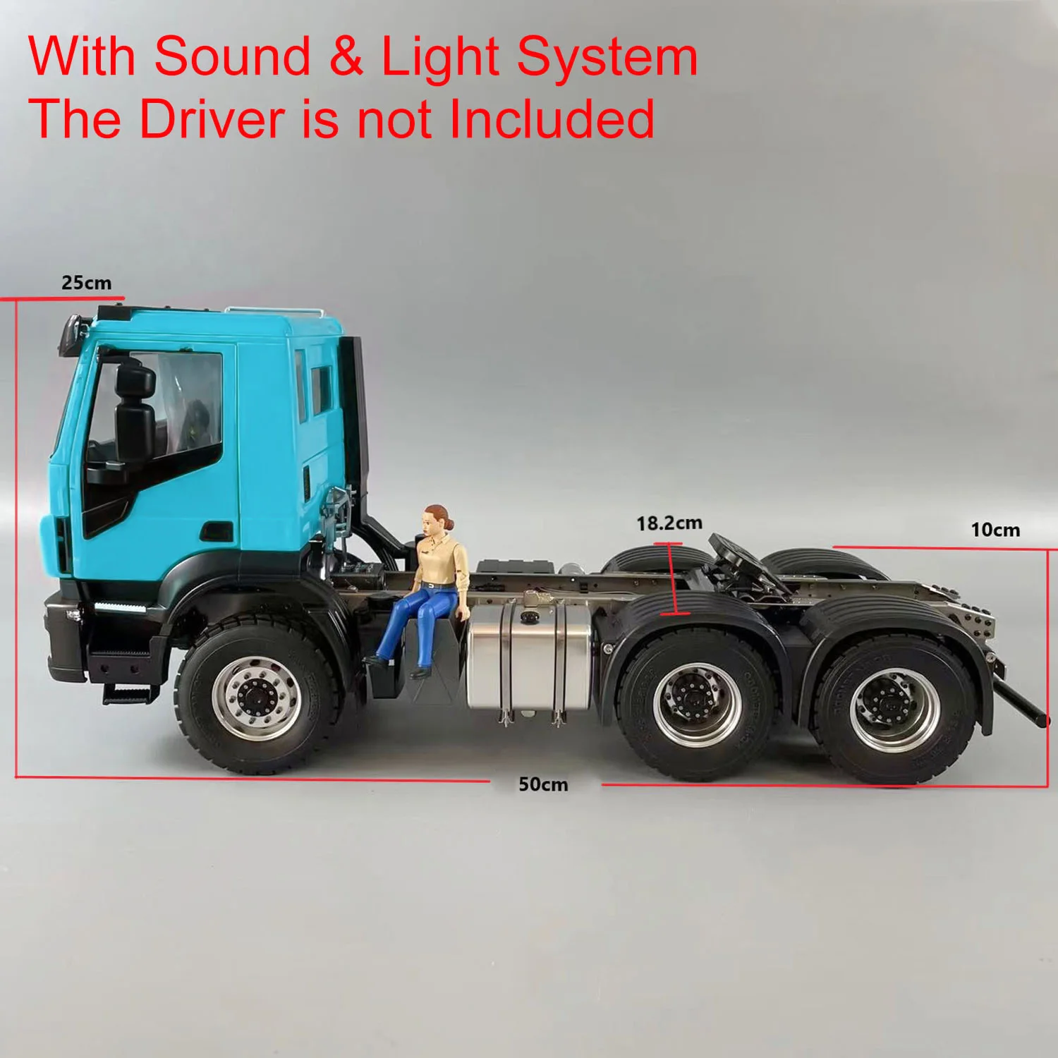 Camión Tractor RC 6x6, chasis de Metal 1/14, modelo de coche de Radio Control con sistema de luces de sonido, transmisión de 2 velocidades, juguete RC TH23536